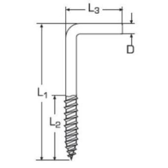 Midinox Square Hook Ø3.5 - 40mm