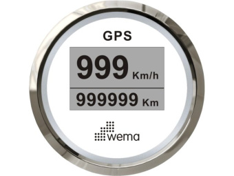 Wema 110908 - Silverline GPS Speedo Digital 52mm White 60kn - 110km/h