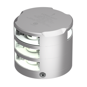 Lopolight 301-105ST+112G2-UL - Navigation Light 3NM Double Stern + 360° White Light, Silver Anodized