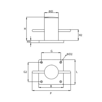 Hollex Bollard On Plate 50mm Stainless Steel 316