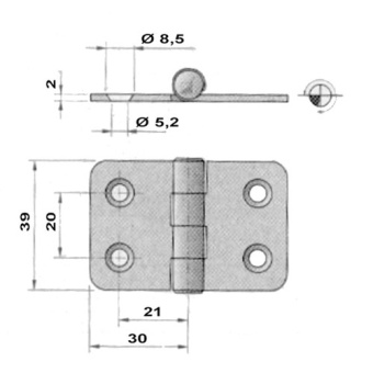 Bukh PRO M3537035 - HINGES S.STEEL