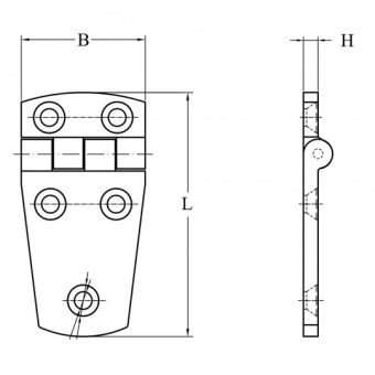1/2 Hexagonal Hinge Thickness 4,5 mm 57X38 mm