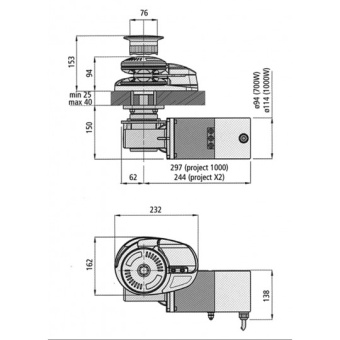 Lofrans X1 Windlass With Drum 1000 Watt - 12 Volt