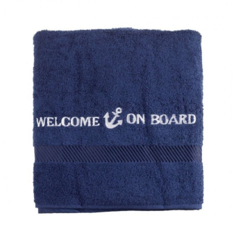 Captain's Collection Bath Towel Welcome On Board Embroidered 70 x 140 cm Navy