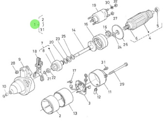 Nanni Diesel 970313218 - Starter Motor Assembly for N3.21, N3.30, and N4.38 Engines