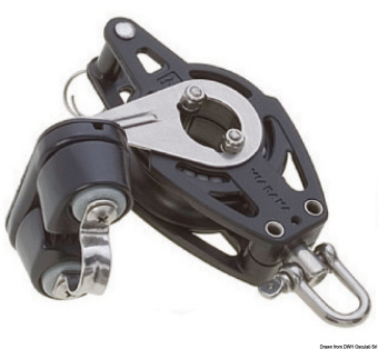 Viadana Composite Ball Bearing Single Block with Becket and Cam Cleat for Rope up to 12 mm, 57 mm Sheave