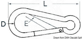 Osculati 09.191.10 - Carabiner Hook Flush Closure With Eye AISI 316 10 mm (5 pcs)