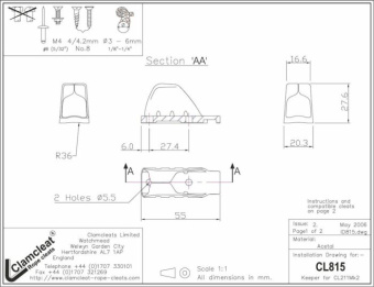 Clamcleat CL815 Keeper for CL211 Mk2 Racing Junior Cleats, 3–6 mm Rope