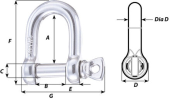 Wichard HR D Shackle - Dia 6 mm
