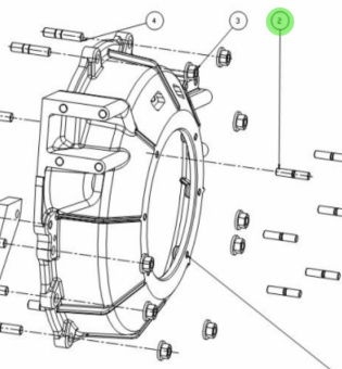 Nanni Diesel 970649724 - Flywheel Housing Stud for T6 Series Engines