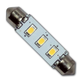 Hollex LED Festoon 10–30V 0.6W Warm White 3 LEDs 42mm