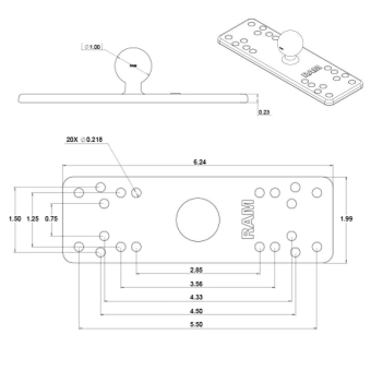 Ram Mount RAM-B-111U - Universal Marine Electronic Mount - B Size Medium