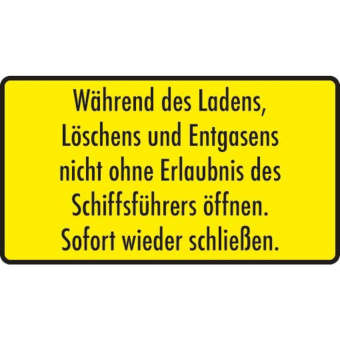 Marine Cargo Operations Safety Sticker "Während des Ladens", German, Soft PVC, 180×100 mm