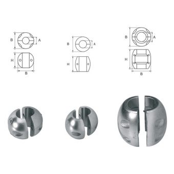 E. Polipodio Zinc Shaft Collar Anodes, Shaft Ø18–85 mm