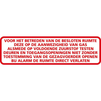 Marine Enclosed Space Entry Safety Instructions Sticker, Dutch, Soft PVC, 70×250 mm