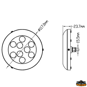 Trem L4474119 - LED Underwater Light For Hull Platforms And Transom White Colour 6000K Round 9 LED