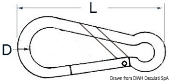 Osculati 09.590.10 - Carabiner Hook Asymmetric Opening AISI 316 100 mm