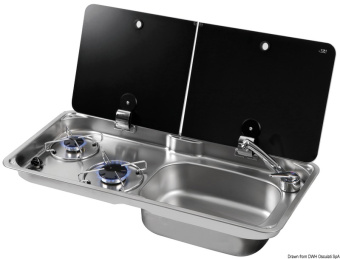 Osculati 50.805.06 - 2-Burner Right Hob With Tinted Glass Cover