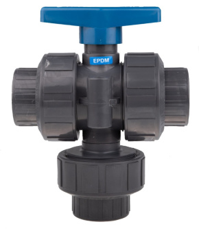 Parker 14018122RH 3-Way 180° 2" Slip Ball Valve PVC