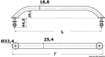 Osculati 41.910.18 - Oval Pipe Handrail AISI316 External Screws 460 mm