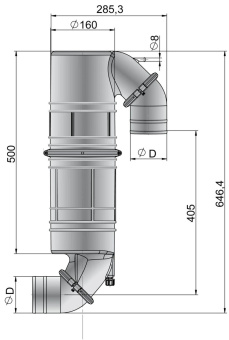 Vetus NLPG90 - Muffler/Gooseneck Type NLPG, 90mm Hose Connections