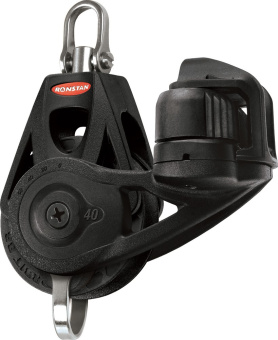Ronstan RF45130 Series 40 Ball Bearing Orbit Block, Single with Becket and Cleat