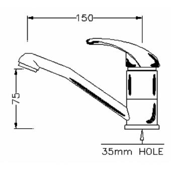 Elettrogas Aravon Single Handed Mixer Short Spout