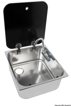 Osculati 50.187.47 - Sink With Tinted Glass Lid 352x322x146 mm