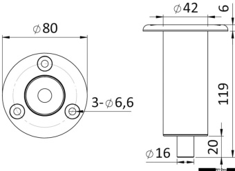 Osculati 15.480.21 - Recess-Fit Stainless Steel Base for 15.480.xx