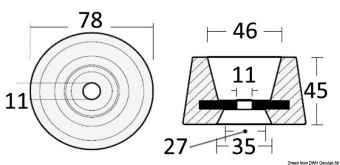 Osculati 43.901.01 - Aluminium Circular Anode Single-Bolt Mounting