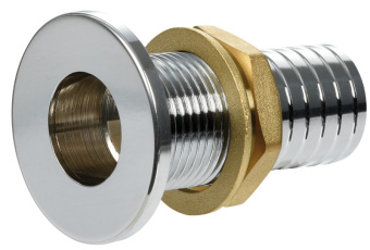 Osculati Chromed Brass Skin Fitting with Flat Head and Hose Connector