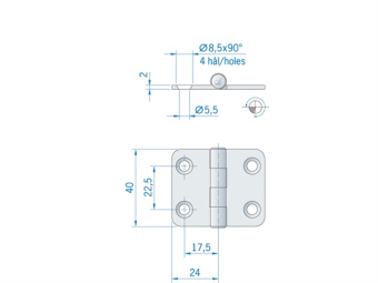 Hinge ROCA 48 x 40 mm Stainless Steel