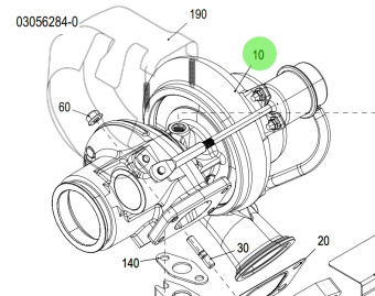 Steyr Z026120-0 - Painted Single-Stage Turbocharger Assembly for SE306J38, SE266S36, SE286E40 Engines