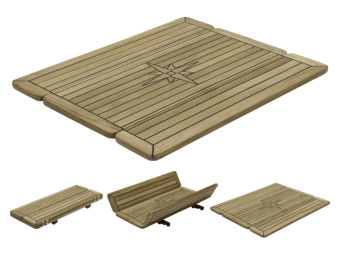 Teak Double Foldable Boat Table Top Wing Caulked