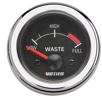 Vetus WASTE12B Waste Water Level Indicator, Black, 12V, Cut-Out Size 52 mm