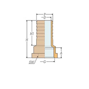 Hose Connector 1/2"x16mm Brass Internal Thread