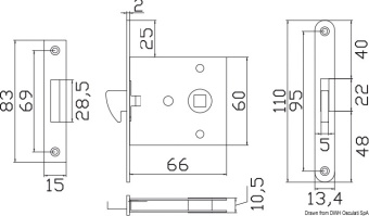 Osculati 38.131.46 - Flush Lock For Sliding Doors