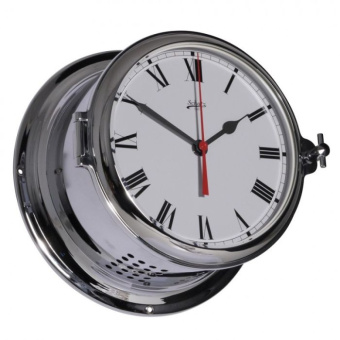 Schatz Clock Quartz Royal Brass Chrome Ø180 mm Roman Numerals