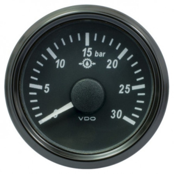 VDO A2C3832720032 - SingleViu 1167 Gear Oil Pressure 30Bar Black 52mm Amber Lighted w/ Red Pointer