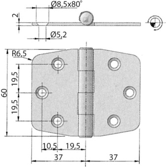 Bukh PRO M3544080 - HINGES S.STEEL