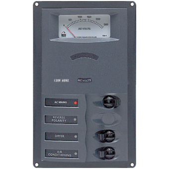 BEP Marine 900-ACM6V-AM-110 - AC Circuit Breaker Panel With Analog Meters, 6SP 1DP AC120V Vertical