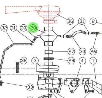 Bukh 008E9391 - Connecting Pipe With Oil Trap for DV32 Engines