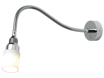 Prebit 70350007 - LED Flexible Light 04HV, 500mm, Matt Chrome, Warm White, White Glass, 90-264 V AC, Max. 3 W, With Dimmer