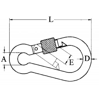 AISI 316 Carabiner With Safety Screw Ø5x50 mm