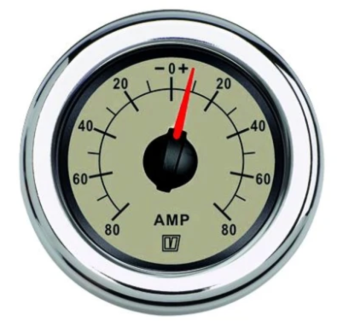 Vetus AMP150N - Ammeter, Cream, 12/24V (+/- 150A), Cut-out Size Ø 52 mm (incl. Shunt)