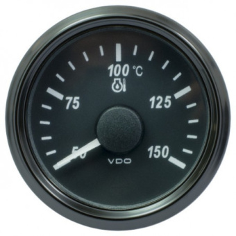 VDO A2C3833390030 - SingleViu 1375 Engine Oil Temperature 150°C Black 52mm White Lighted w/ Red Pointer