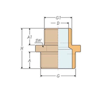 Guidi Reducing Nipple 1/2"NPT x 1/2"BSP