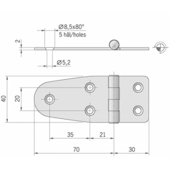 Roca Hinge 100X40 mm