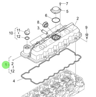Nanni Diesel 970314899 - Cylinder Head Cover Assembly for N4 Series Engines