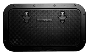 Allpa Aluminum Hatch, Outer Size 350x600mm, Cut Out Size 286x537mm, Black, Powder Coated